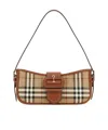 Burberry Canvas Sling Shoulder Bag With Checkered Pattern In Brown
