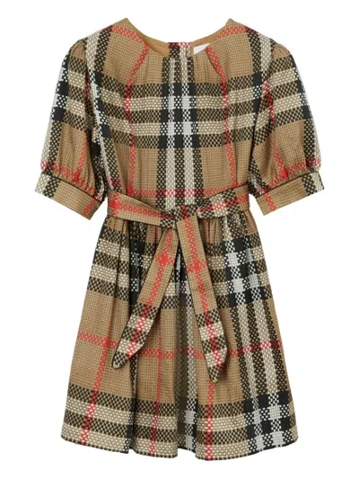 Burberry Kids' Vintage-check Silk Dress In Beige
