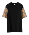 Burberry Check Motif Cotton T-shirt In Black