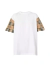 Burberry White T-shirt With Vintage Check Motif On The Sleeves In Cotton Woman In White