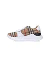 Burberry Beige And White Low Top Sneakers With Vintage Check Print And Rubber Sole In Canvas And Leather Man In A7028