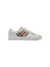 Burberry Leather & Cotton Strap Sneakers In White