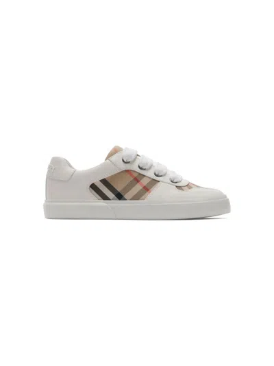 Burberry Kids' Vintage Check Sneakers In Bianco
