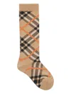 Burberry Check Cotton Blend Socks In Neutrals
