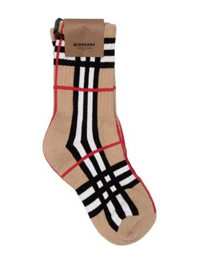 Pre-owned Burberry Vintage Check Sport Socks. W/tags In Brown