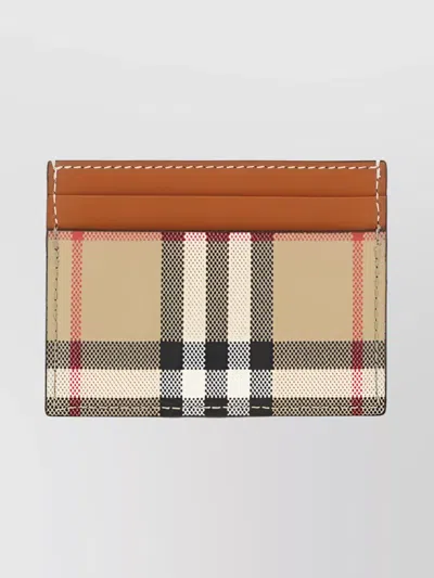 Burberry Vintage Check Stitched Card Holder In Cream