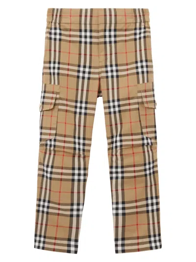 Burberry Kids' Vintage-check Straight-leg Trousers In Archive Beige Check