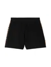 Burberry Vintage Check Stripe Track Shorts In Black
