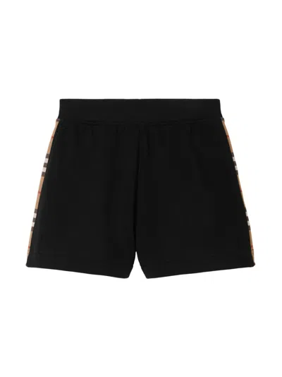 Burberry Kids' Vintage Check Stripe Track Shorts In Black