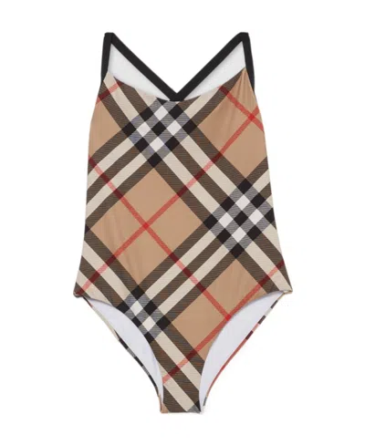 Burberry Vintage Check Swimsuit In Nude