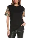 Burberry Check Motif Cotton T-shirt In Black
