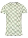 Burberry Womens Check-print Frilled Stretch-cotton T-shirt Breeze Ip Check In Grün