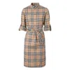 Burberry Beige Check Pattern Dress In Brown