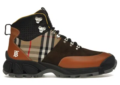 Pre-owned Burberry Vintage Check Tor Boots Beige Brown Black (women's) Sneakers In Archive Beige/tan