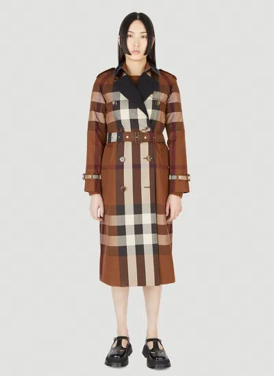 Burberry Vintage Check Trench Coat In Brown