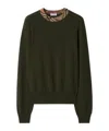 Burberry Women Wool Pullover With Check In Green