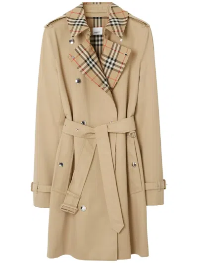 BURBERRY VINTAGE CHECK-TRIM SHORT TRENCH COAT