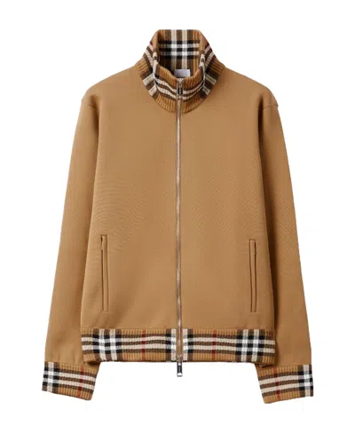 Burberry Vintage Check-trim Track Jacket In Brown