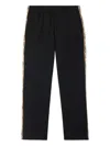 Burberry Black Jogging Trousers With Check Motif Detail In Black