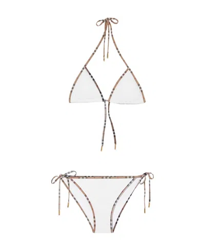Burberry Mata Checked-piped Triangle Bikini In White