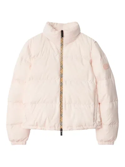 Burberry Vintage Check-trimmed Puffer Jacket In White