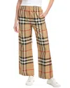 Burberry Check-pattern Flared Cotton Trousers In Beige