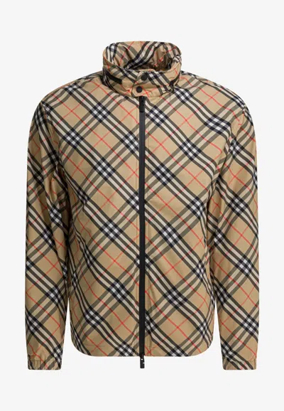 Burberry Vintage Check Windbreaker Jacket In Brown