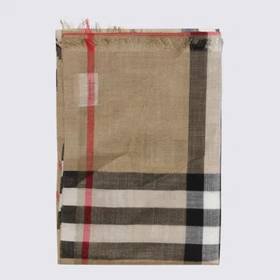Burberry Vintage Check Wool And Silk Blend Scarf In Brown