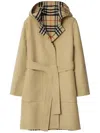 Burberry Vintage Check Hooded Belted Reversible Coat In Neutral