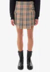 Burberry Pleated Wool Skirt In Archive Beige In Sand
