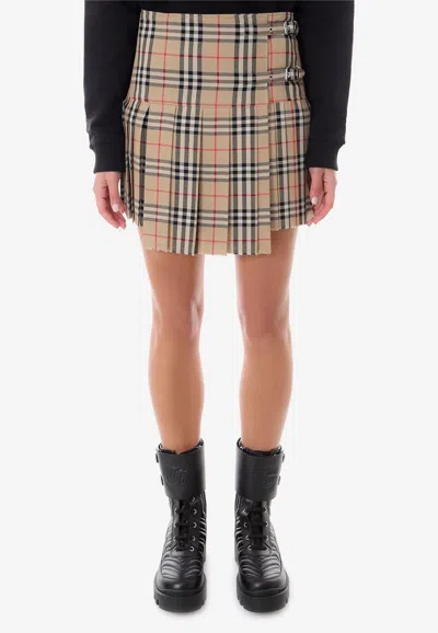 BURBERRY VINTAGE CHECK WOOL MINI SKIRT