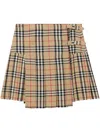 Burberry Vintage Check Wool Pleated Skirt In Neutral