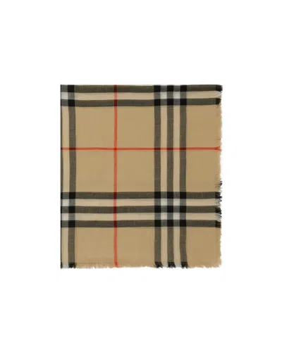 Burberry Vintage Check Wool Scarf In Nude