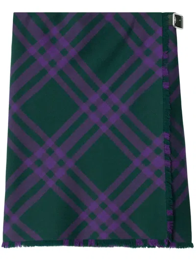 Burberry Asymmetrical High-waisted Silk Skirt With Plaid Pattern In Royalipcheck