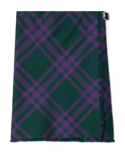 Burberry Asymmetrical High-waisted Silk Skirt With Plaid Pattern In Royalipcheck