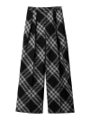Burberry Pleated Checked Wool Straight-leg Pants In Black
