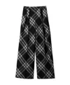 Burberry Pleated Checked Wool Straight-leg Pants In Black