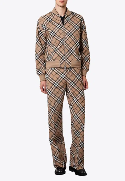 Burberry Linden Check Wool Blend Harrington Jacket In Linden Ip Check