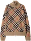 Burberry Embroidered Stretch Wool Blend Cardigan In Neutrals