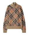 Burberry Embroidered Stretch Wool Blend Cardigan In Nude