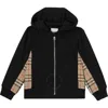 Burberry Vintage Check Zip Up Long-sleeve Hoodie In Black