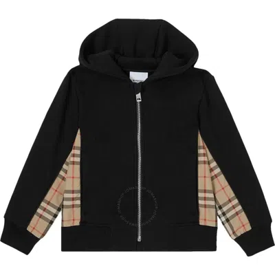Burberry Vintage Check Zip Up Long-sleeve Hoodie In Black