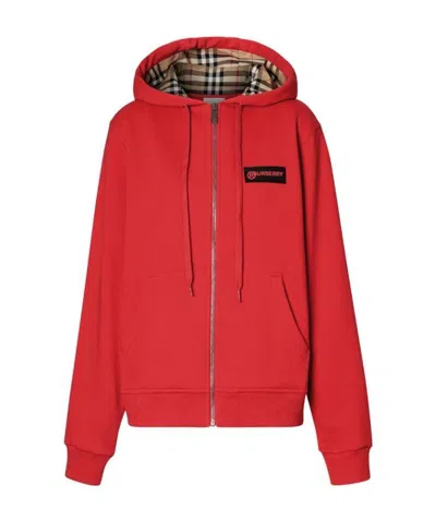 Burberry Vintage Check Zipped Hoodie In Red