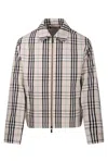 Burberry Beige Jacket With Classic Collar And All-over Check Motif In Cotton Man In Huskipcheck