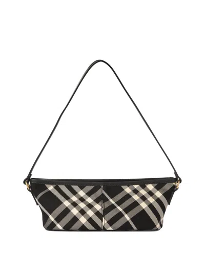 Burberry Mini Check Shoulder Bag In Black