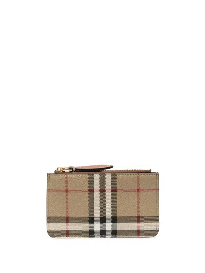Burberry Vintage Check Zipped Wallet In Brown