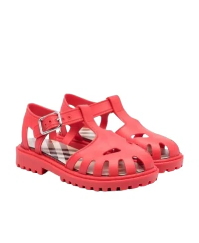 Burberry Vintage Check-lined Rubber Sandals In Red