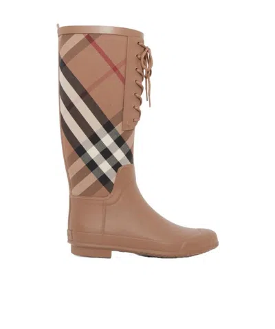 Burberry Vintage Check-print Rain Boots In Brown