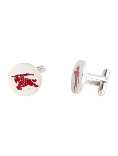 Pre-owned Burberry Vintage Enamel Equestrian Knight Cufflinks In Red