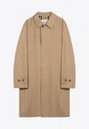 Burberry Long Beige Gabardine Car Coat In Beige